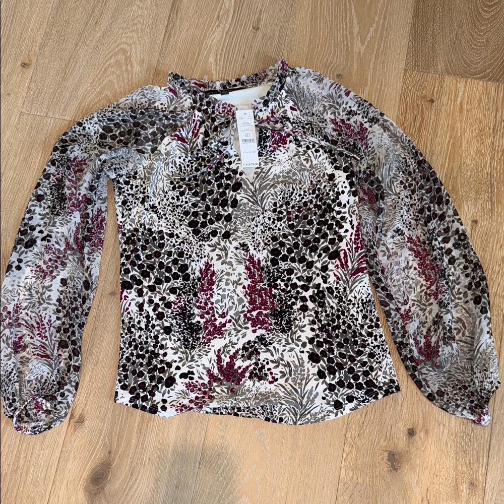 White House Black Market Multicolor Floral Blouse